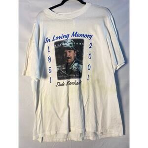 Hanes Dale Earnhardt In Loving Memory 1951-2000 White Graphic Shirt Men's XL
